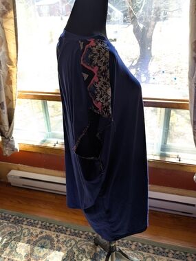 Royal Blue Tunic with Pink & Cream Chevron Patterned Shoulder